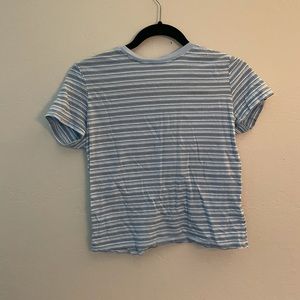 Short blue striped shirt